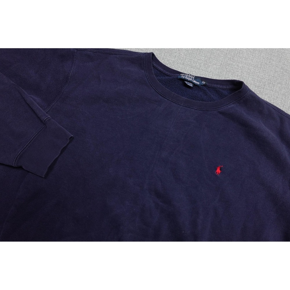 Vintage Polo Ralph Lauren Sweatshirt Mens 2XL Blue Fleece Crewneck Pony Logo